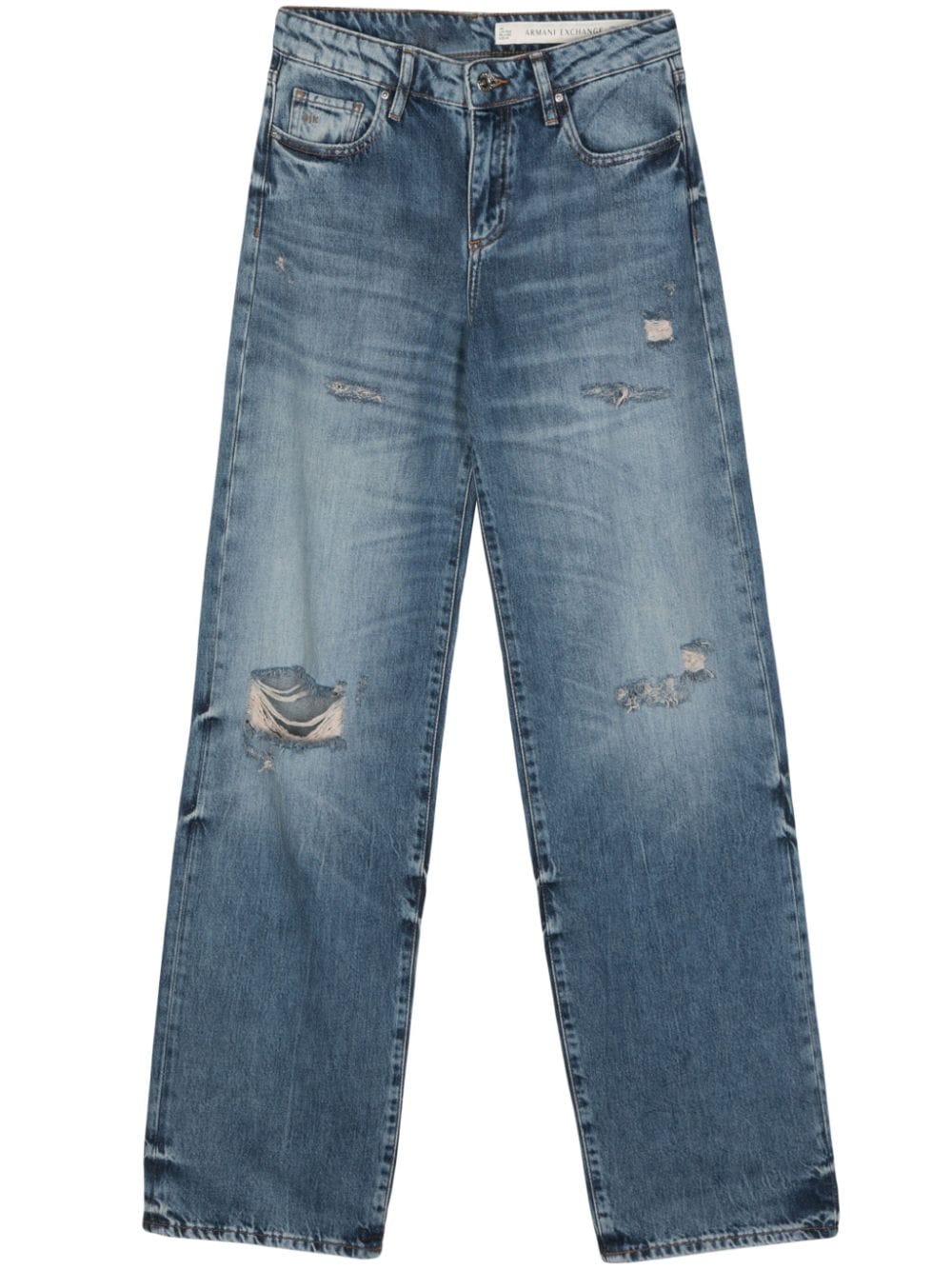 Armani Exchange distressed washed straight jeans - Blue von Armani Exchange