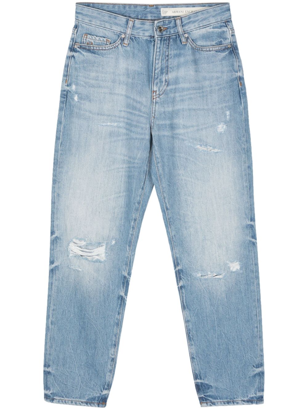 Armani Exchange distressed washed tapered jeans - Blue von Armani Exchange