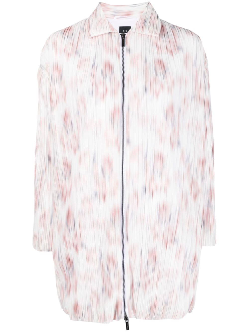 Armani Exchange floral-print plissé-effect jacket - White von Armani Exchange