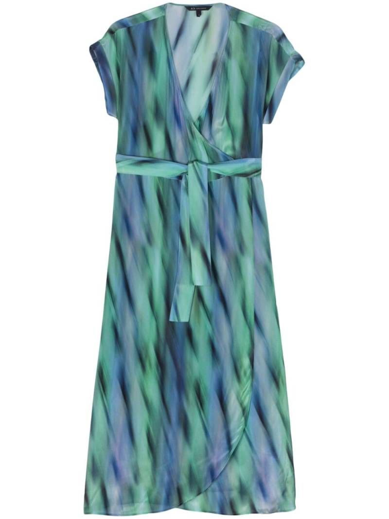 Armani Exchange graphic-print belted maxi dress - Blue von Armani Exchange
