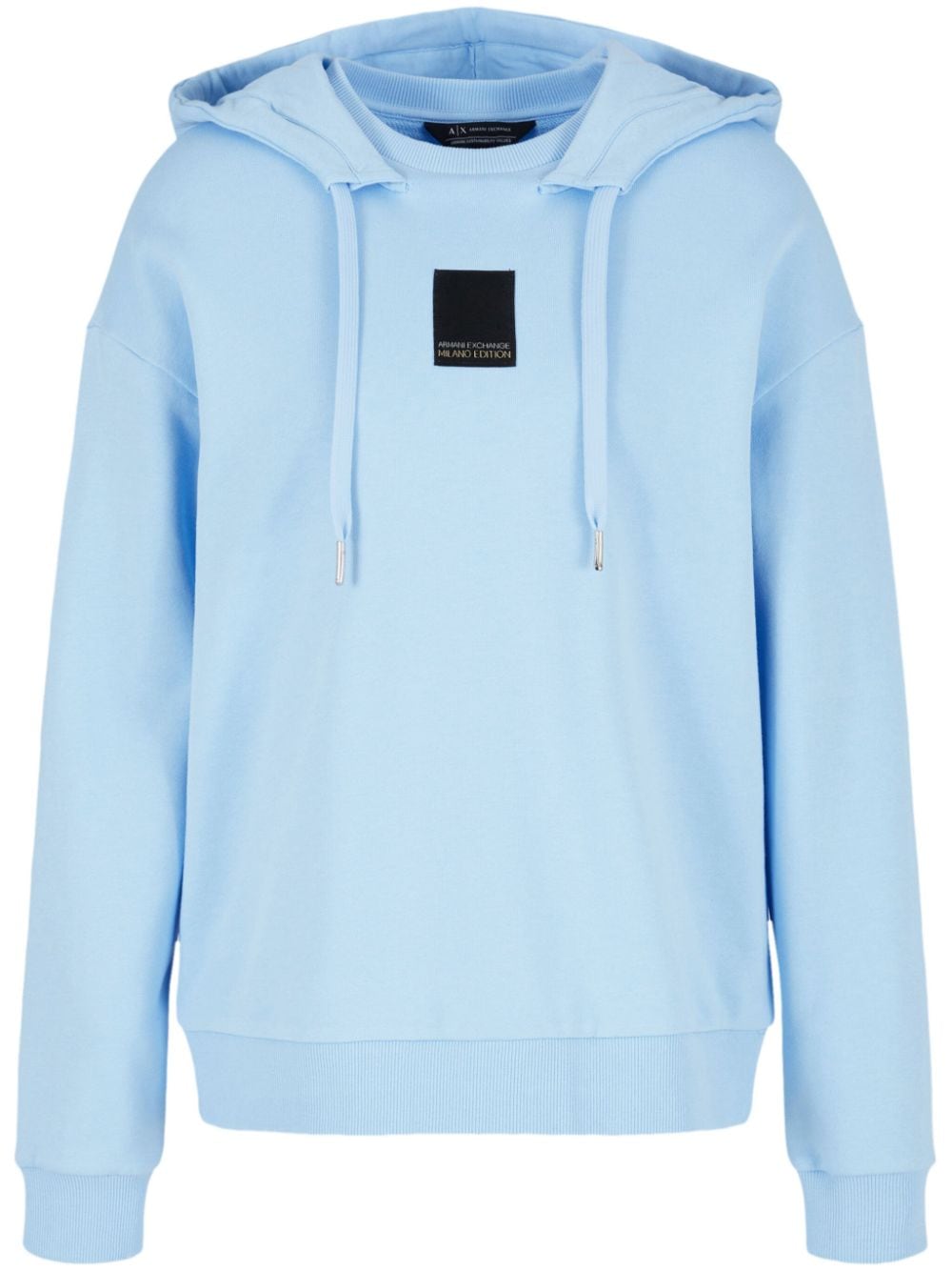 Armani Exchange logo-appliqué cotton hoodie - Blue von Armani Exchange