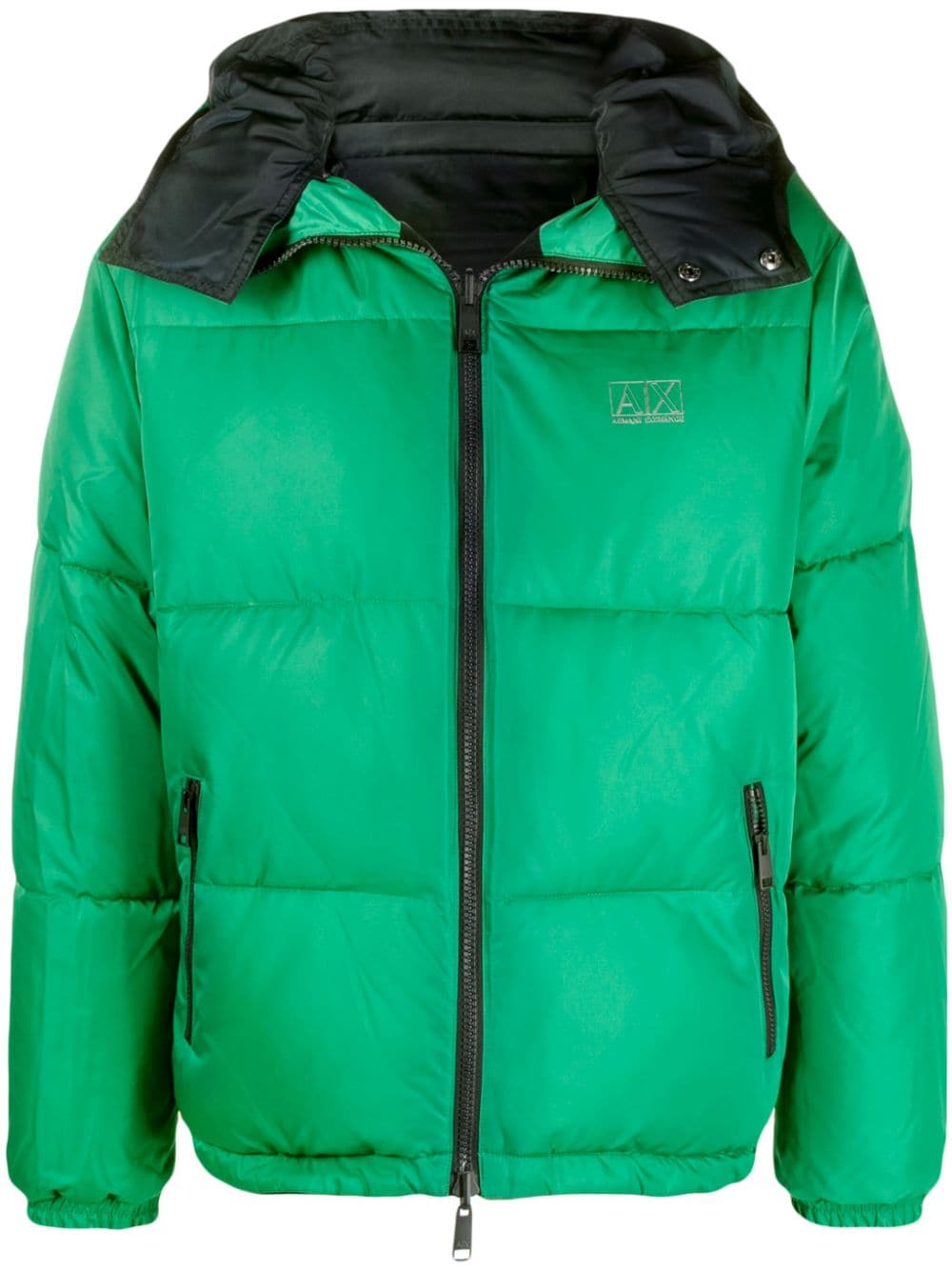 Armani Exchange logo-appliqué satin padded jacket - Green von Armani Exchange