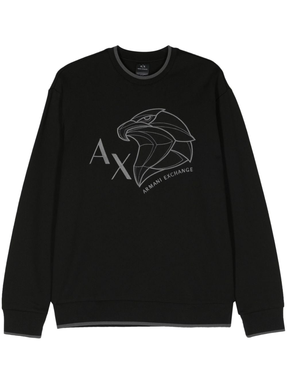 Armani Exchange logo-embroidered cotton sweatshirt - Black von Armani Exchange