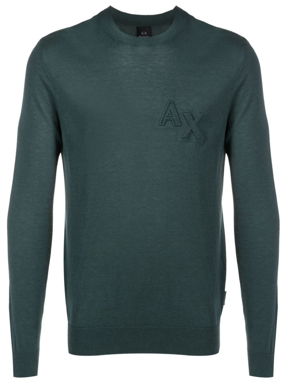 Armani Exchange logo-embroidered crew-neck jumper - Green von Armani Exchange