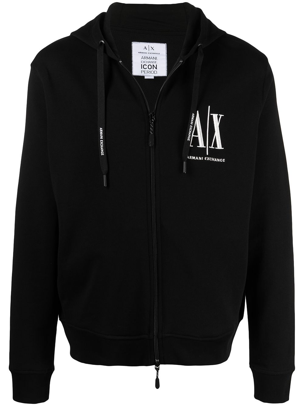 Armani Exchange logo-embroidered drawstring hoodie - Black von Armani Exchange