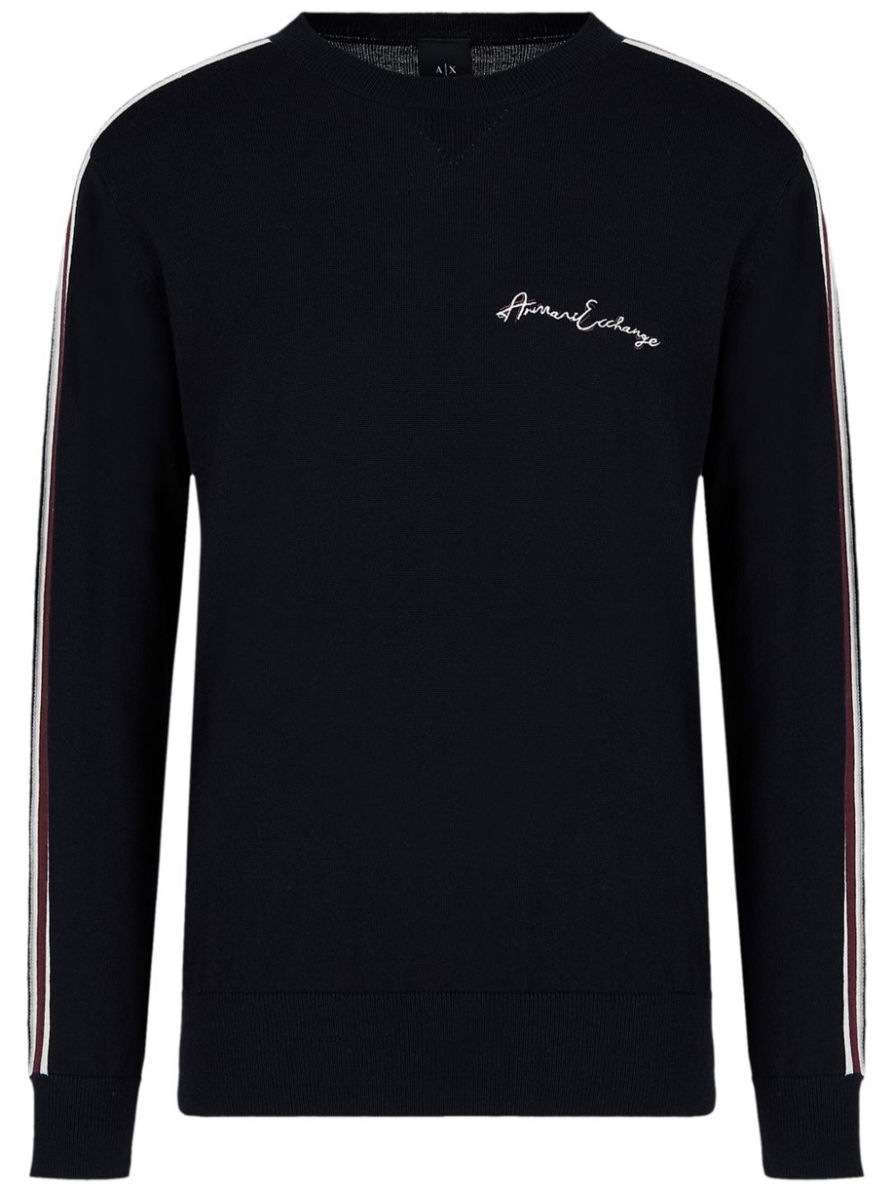 Armani Exchange logo-embroidered knitted jumper - Blue von Armani Exchange