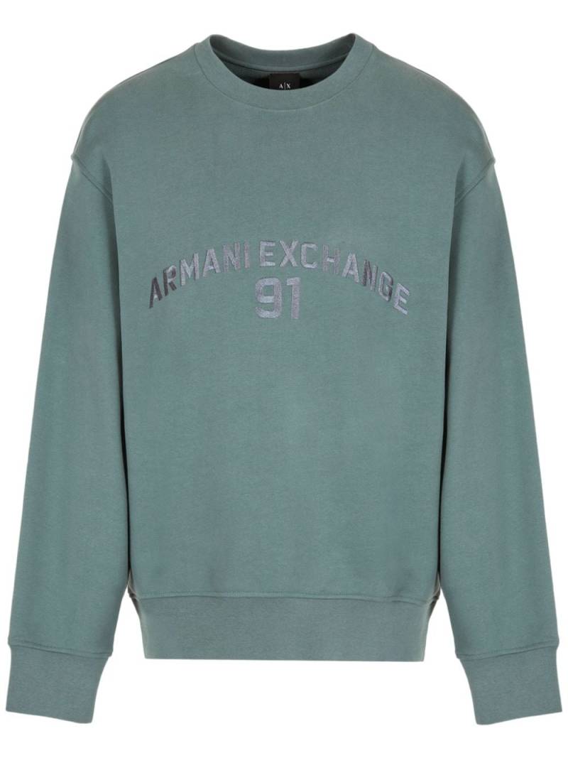 Armani Exchange logo-embroidery cotton sweatshirt - Green von Armani Exchange