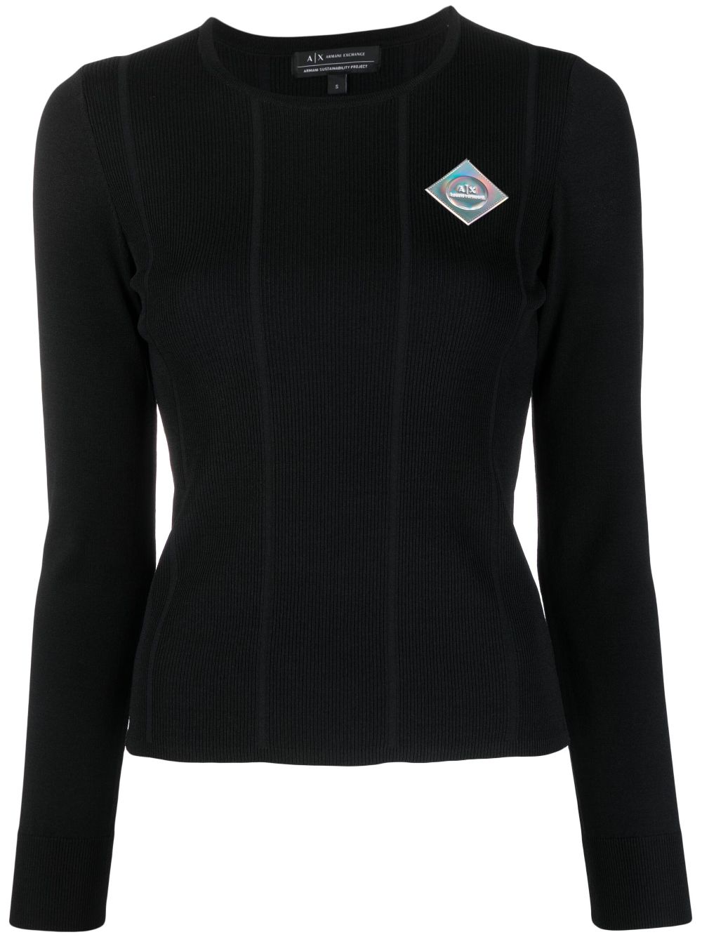 Armani Exchange logo-patch knitted top - Black von Armani Exchange