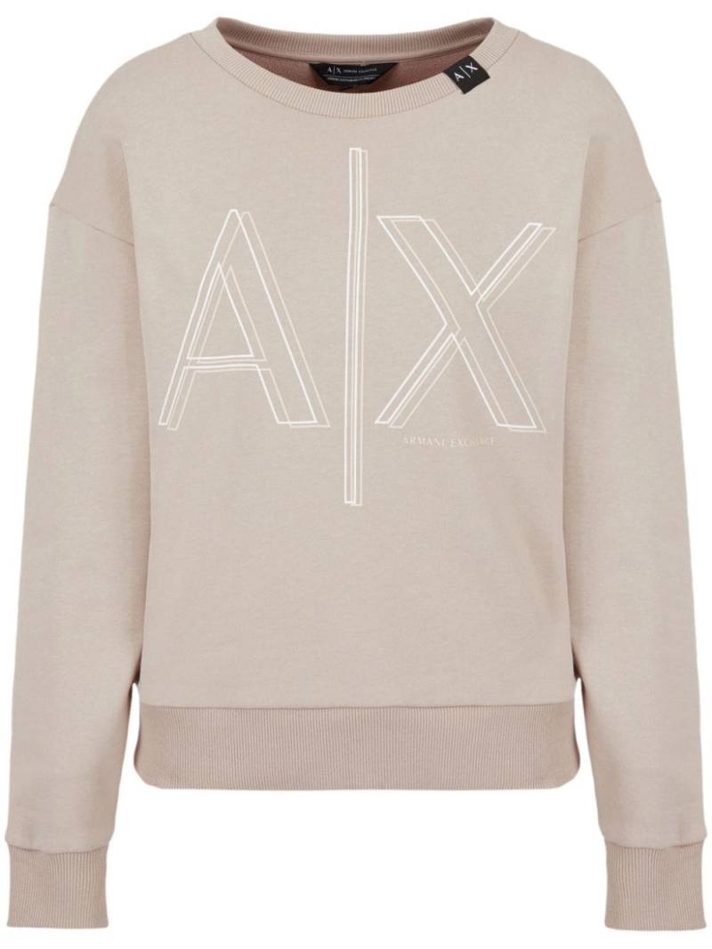 Armani Exchange logo-print fleece sweatshirt - Neutrals von Armani Exchange