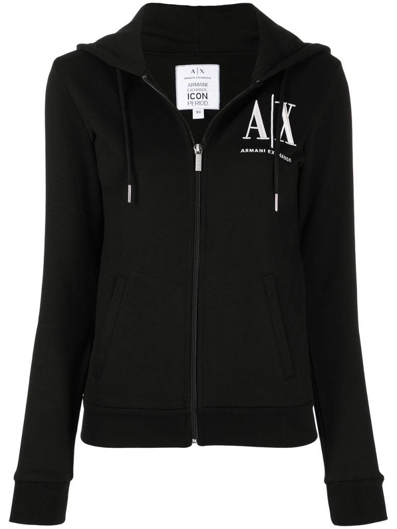 Armani Exchange logo-print zip-up hoodie - Black von Armani Exchange