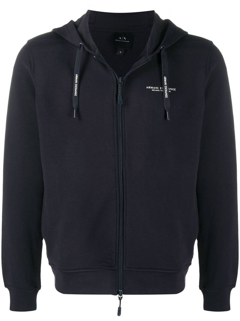 Armani Exchange logo print zipped hoodie - Black von Armani Exchange