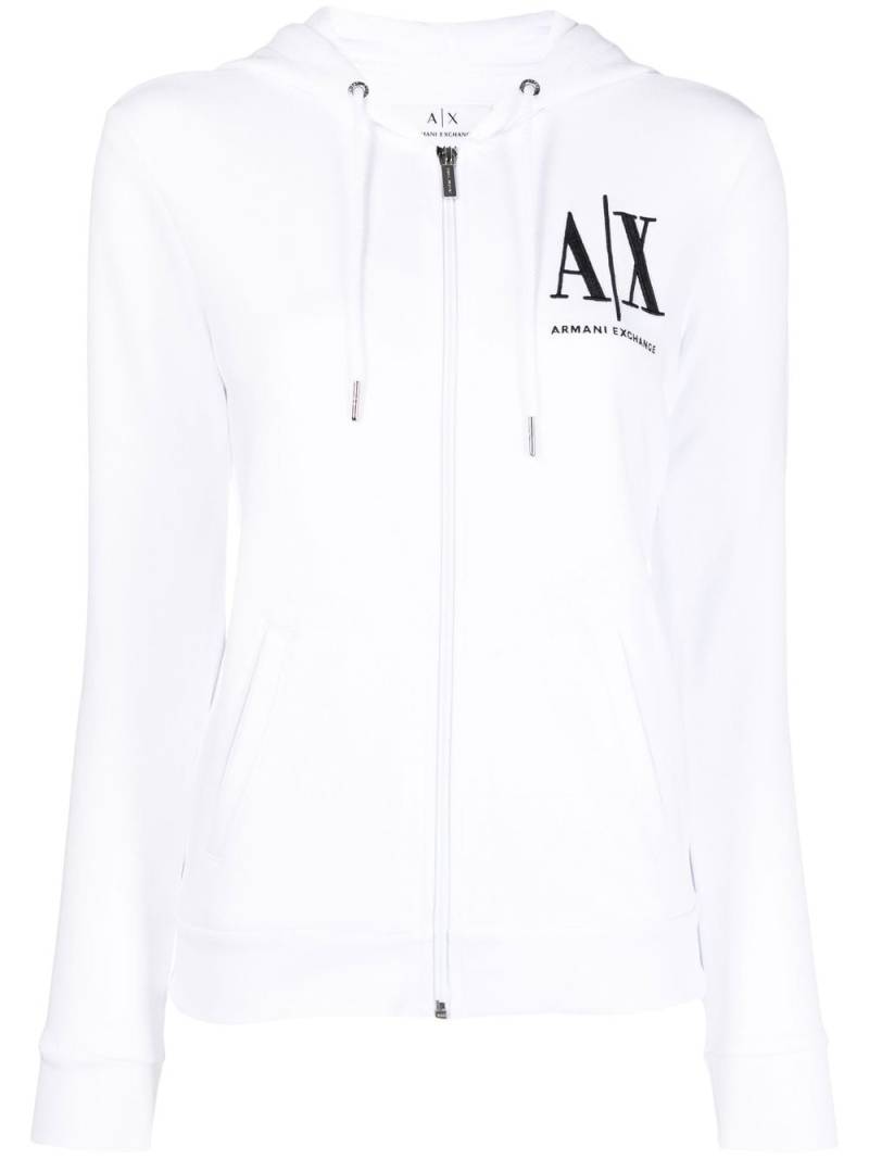 Armani Exchange logo-print zipped hoodie - White von Armani Exchange