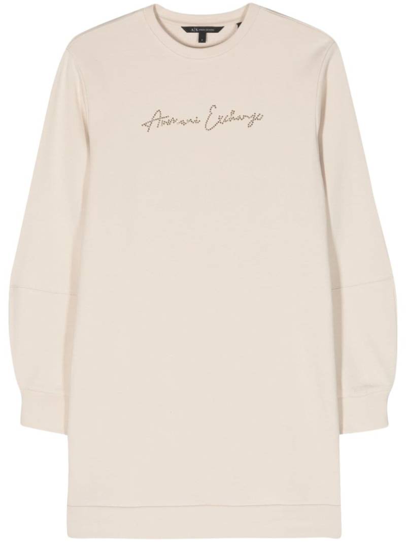 Armani Exchange studded-logo jersey sweatshirt dress - Neutrals von Armani Exchange