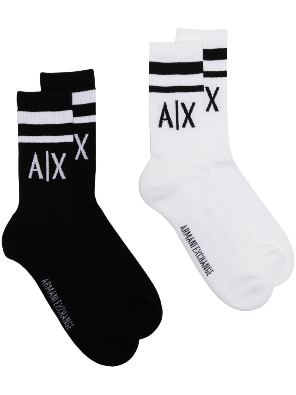 Armani Exchange two-pack logo-print ribbed-knit socks - Black von Armani Exchange