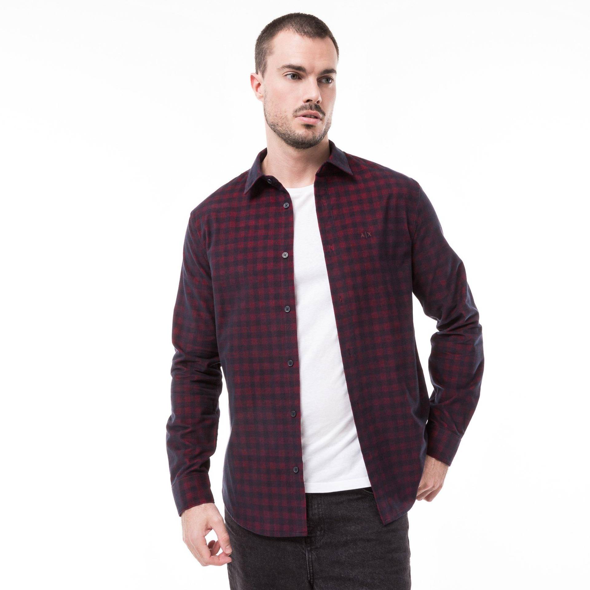 Hemd, Kurzarm Herren Bordeaux L von Armani Exchange