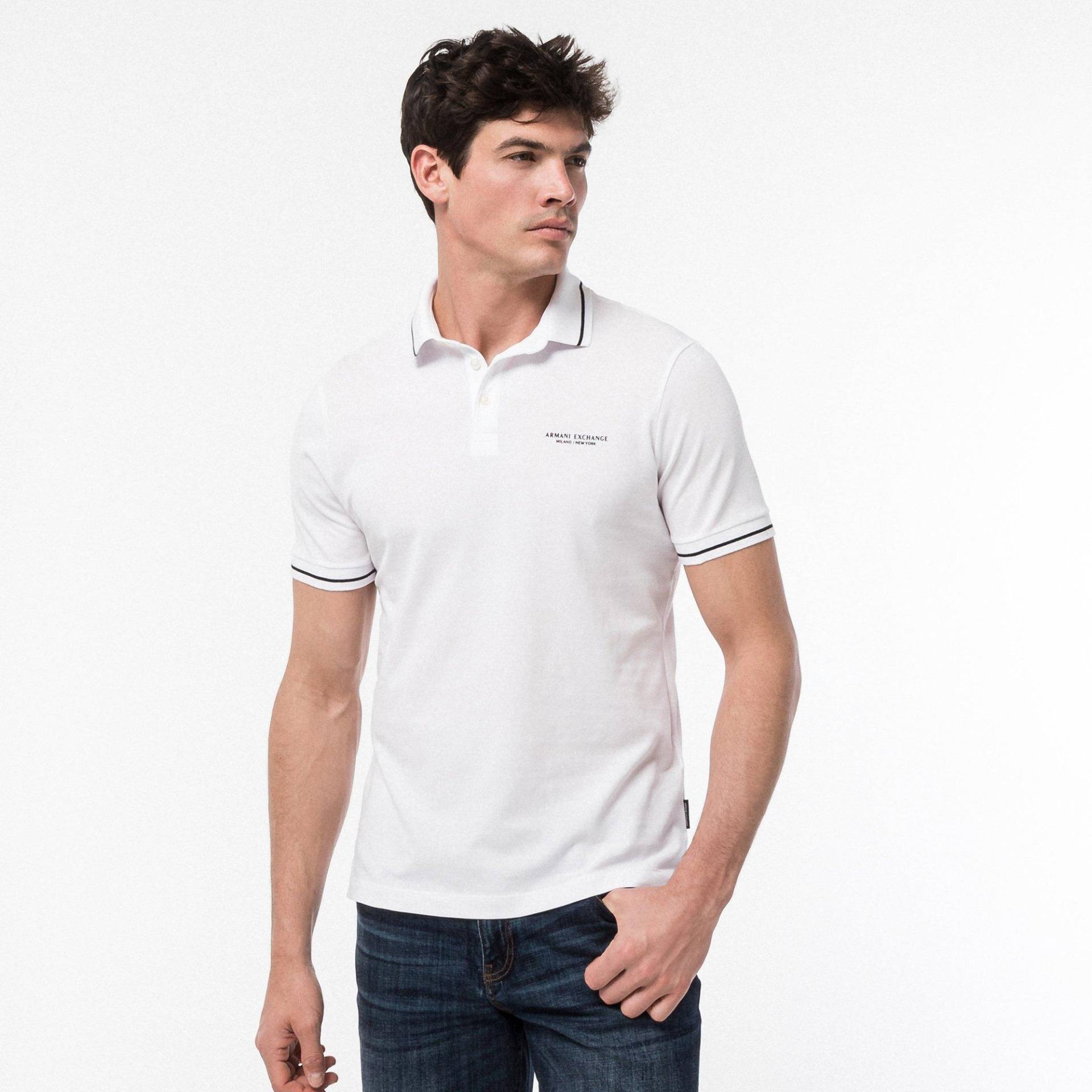 Poloshirt, Kurzarm Herren Weiss L von Armani Exchange