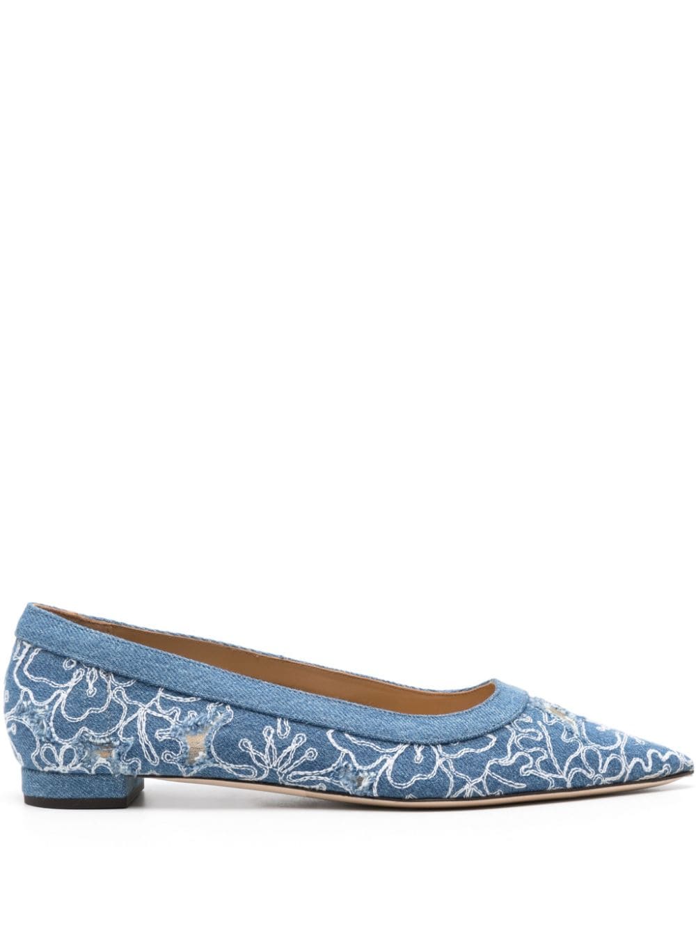 Arteana floral-embroidered ballerina shoes - Blue von Arteana