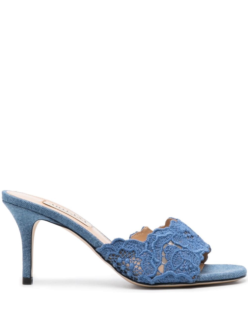 Arteana floral-lace strap 80mm mules - Blue von Arteana