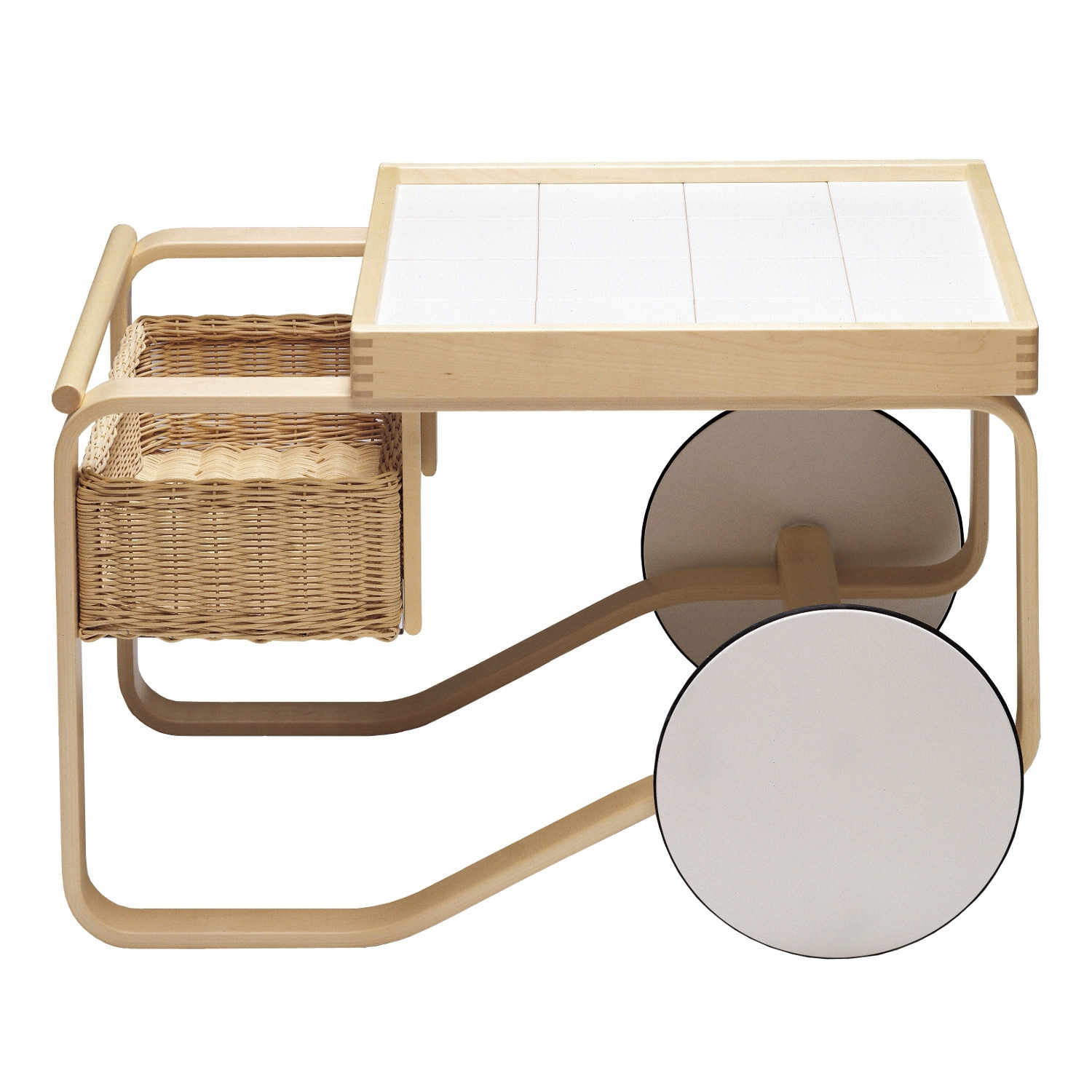 Tea Trolley 900 Servierwagen, Tischplatte keramik weiss von Artek