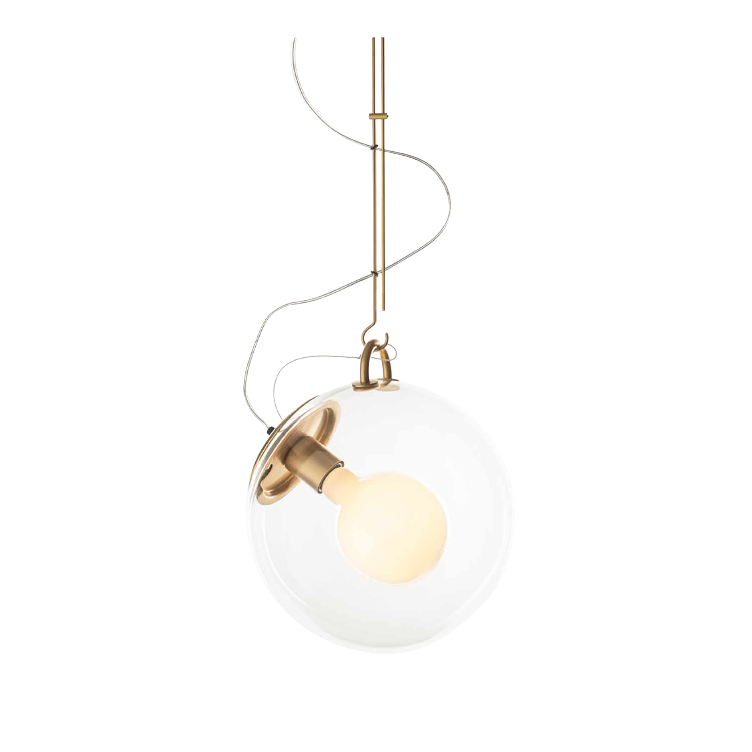 Miconos Suspension Pendelleuchte, Diffusor kristall, Struktur messing satiniert von Artemide