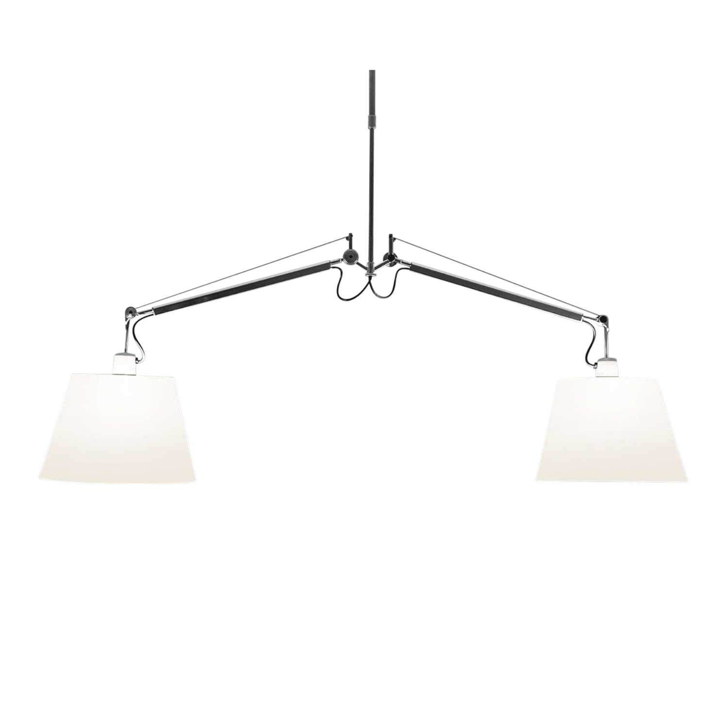 Tolomeo Basculante Suspension 2 Bracci Pendelleuchte, Schirm satin grau, Grösse Lampenschirm d. 24 cm von Artemide