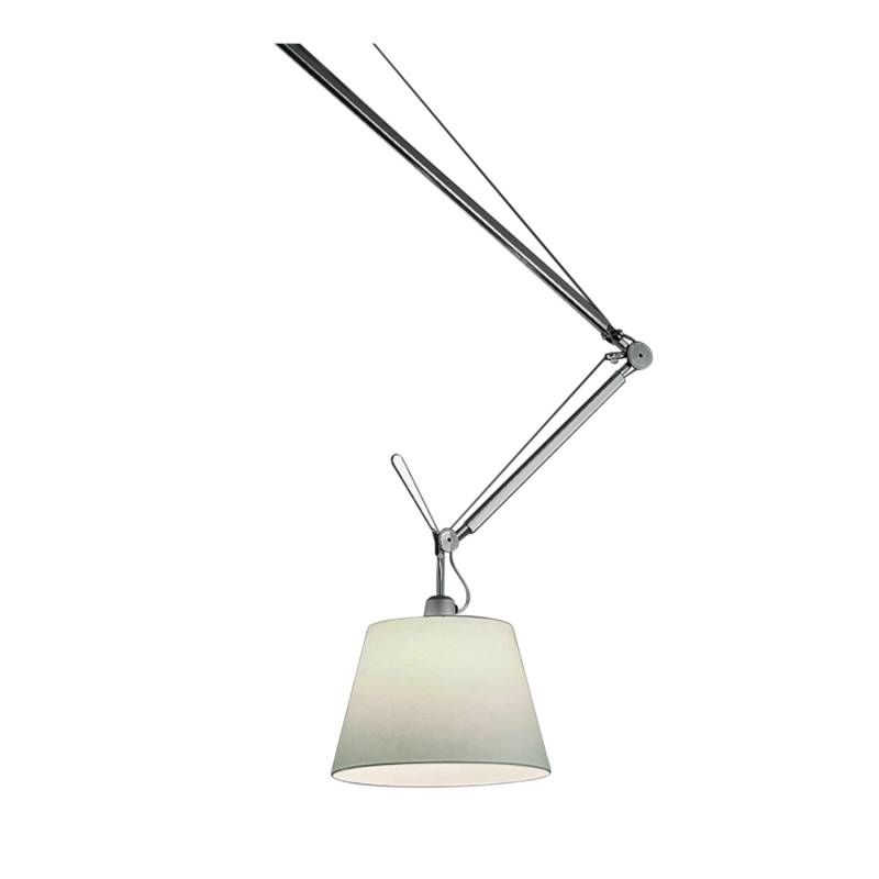Tolomeo Decentrata Suspension Diffusor Pendelleuchte, Schirm satin grau, Grösse Lampenschirm d. 36 cm von Artemide