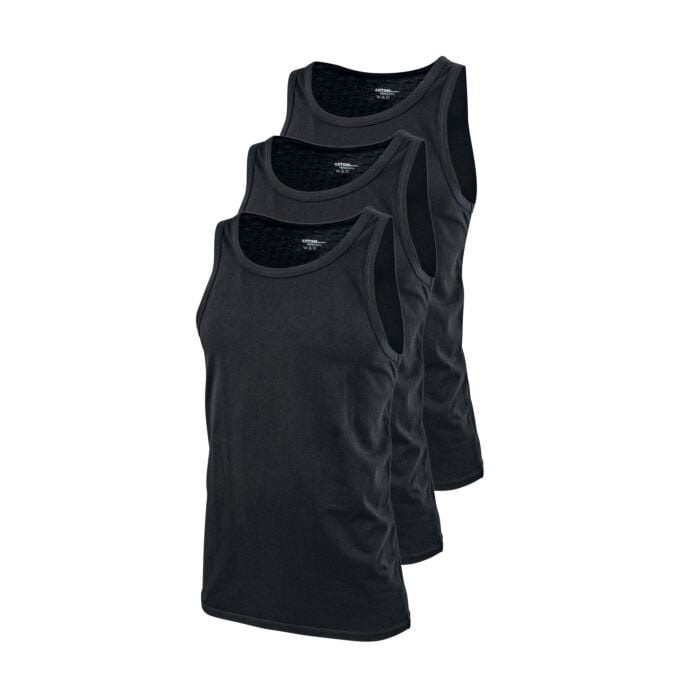 3er Pack Herren Unterhemden Baumwolle, schwarz, XL von Artime