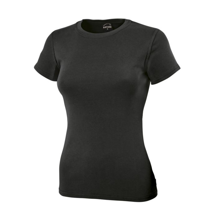 Angenehmes Rundhals Damen T-Shirt, schwarz von Artime