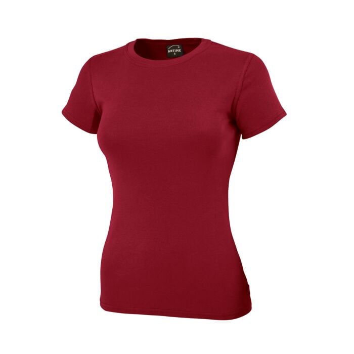 Angenehmes Rundhals Damen T-Shirt, weinrot von Artime