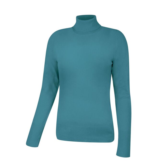 Basic Rollkragenpullover Damen uni, petrol von Artime