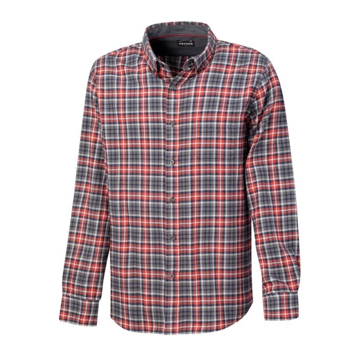 Kariertes Casual Herren-Flanellhemd von Artime, grau-rot von Artime