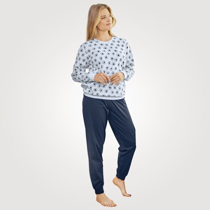 Artime Damen Pyjama mit Print, marine, XL von Artime