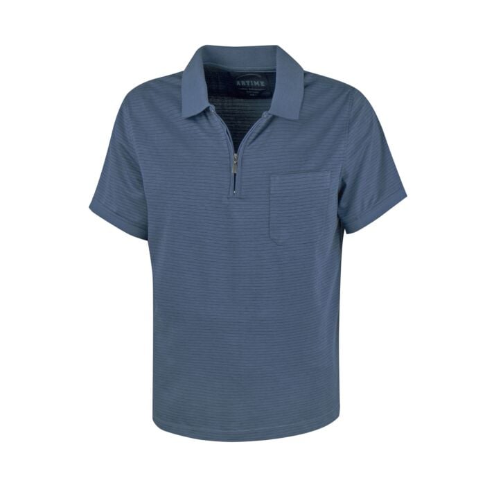 Poloshirt Herren mit Reissverschluss, marine, XL von Artime