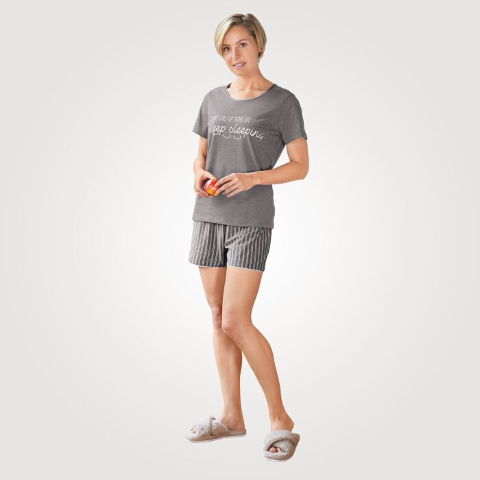 Artime Pyjama Damen kurzarm, anthrazit von Artime