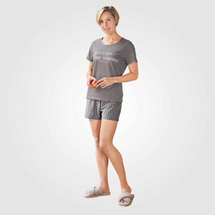 Artime Pyjama Damen kurzarm, anthrazit, L von Artime