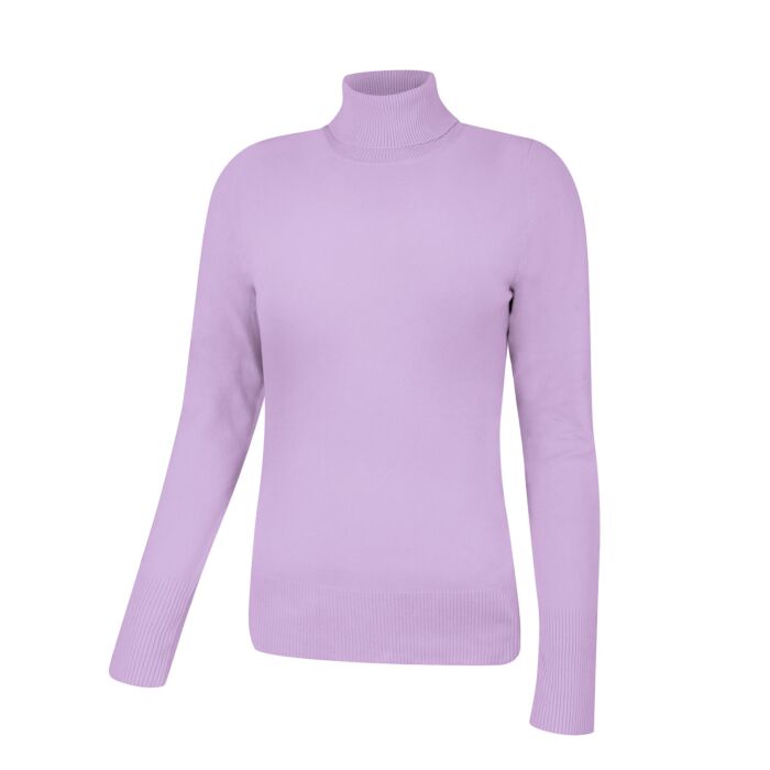 Basic Rollkragenpullover Damen uni, lila von Artime