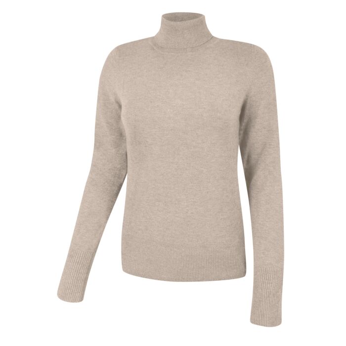 Basic Rollkragenpullover Damen uni, beige von Artime