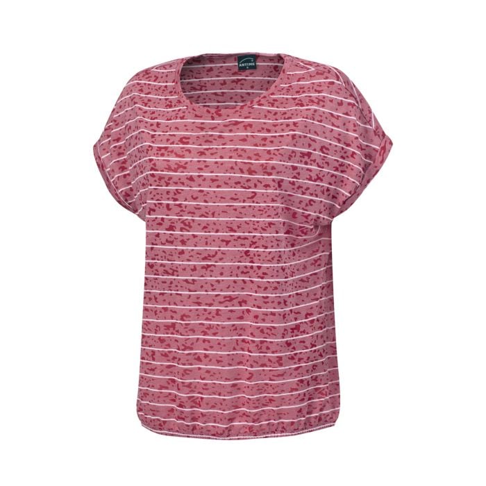 Damen-T-Shirt in Burnout-Optik und mit Streifen rot von Artime