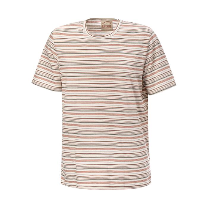 Gestreiftes Herren T-Shirt aus Baumwolle, olive, XL von Artime
