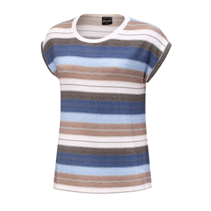 Gestreiftes T-Shirt mit Rundhalsausschnitt für Damen blau, XXL von Artime