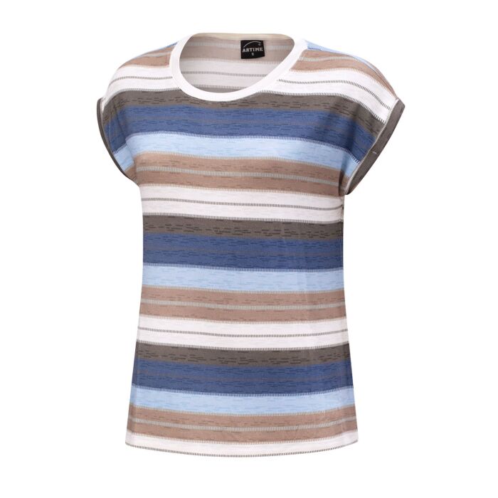 Gestreiftes T-Shirt mit Rundhalsausschnitt für Damen blau von Artime