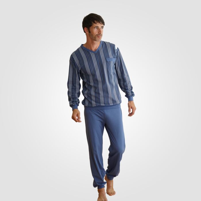 Herren Langarmpyjama Baumwolle blau Herren Langarmpyjama Baumwolle blau von Artime