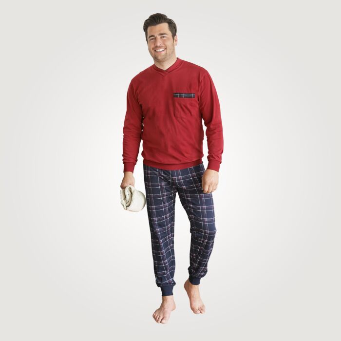 Herren Langarmpyjama Baumwolle rot-blau Herren Langarmpyjama Baumwolle rot-blau von Artime