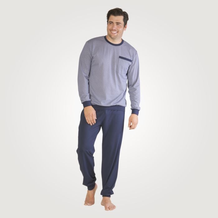 Herren-Pyjama mit Brusttasche von Artime, marine, XXL von Artime