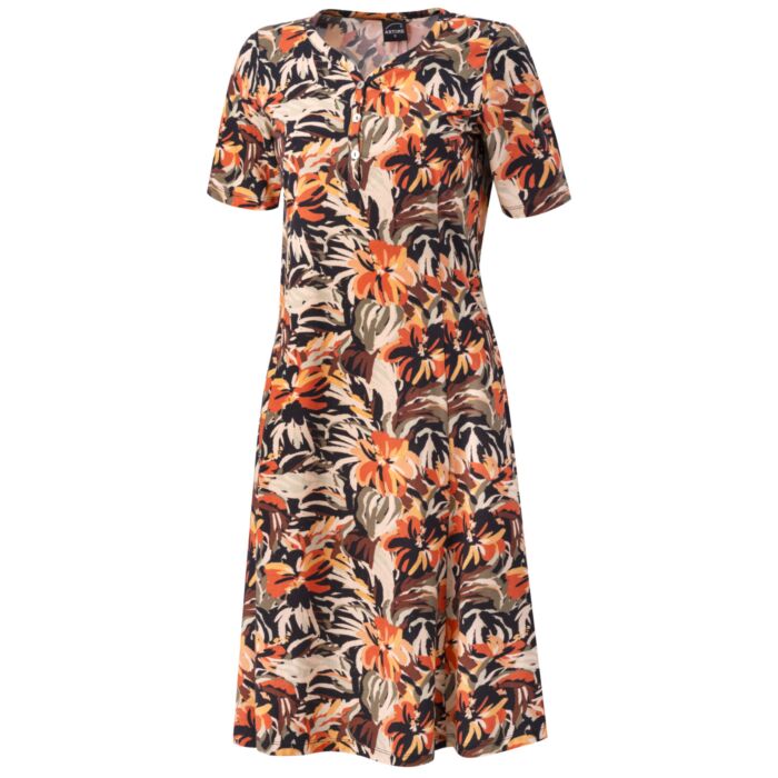 Jersey Kleid in A-Linien Form mit Knopfleiste orange Jersey Kleid in A-Linien Form mit Knopfleiste orange von Artime