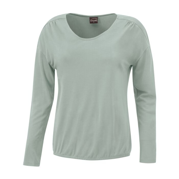 Jersey-Shirt mit effektvoll gezügelter Schulterpartie, hellgrün von Artime