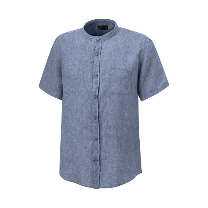 Kurzarmhemd mit Brusttasche aus Leinen, jeansblau, Xxxl von Artime