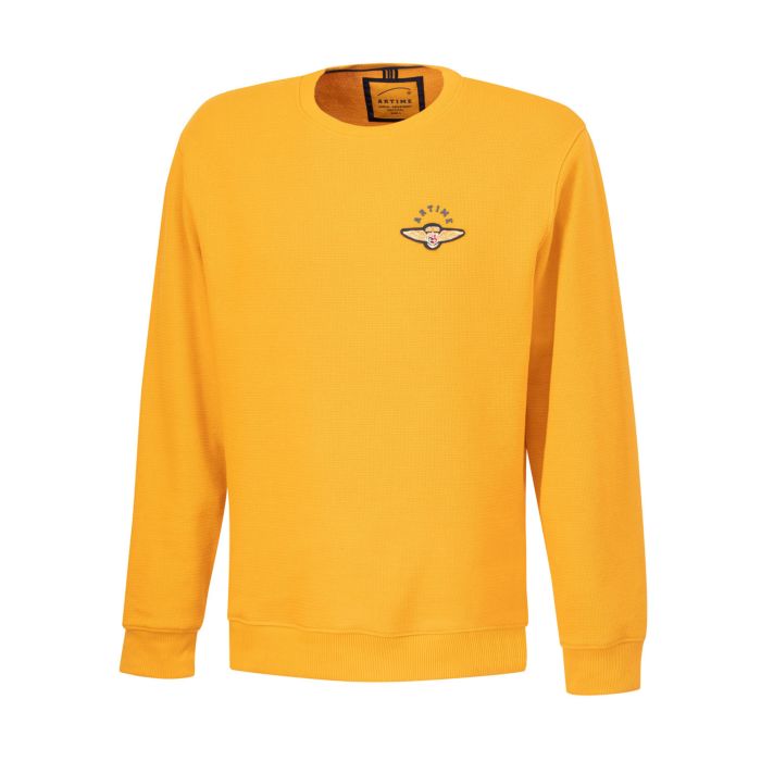 Lässiges Sweatshirt mit Aufnäher, gelb von Artime