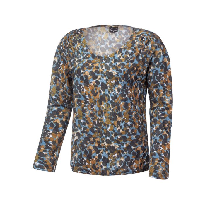 Langarmshirt Damen Allover-Print mit Modal, blau, XL von Artime
