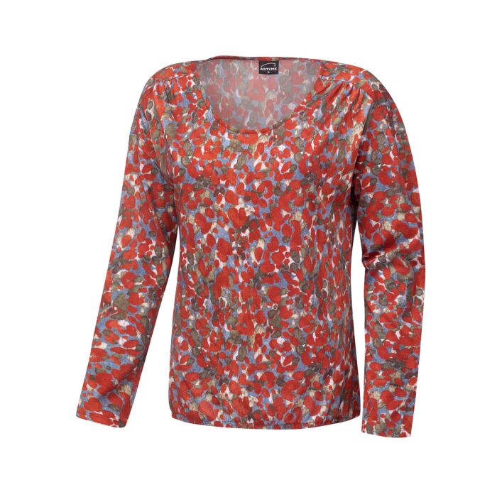 Langarmshirt Damen Allover-Print mit Modal, rost, XL von Artime